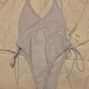 White one piece zaful swim suit
